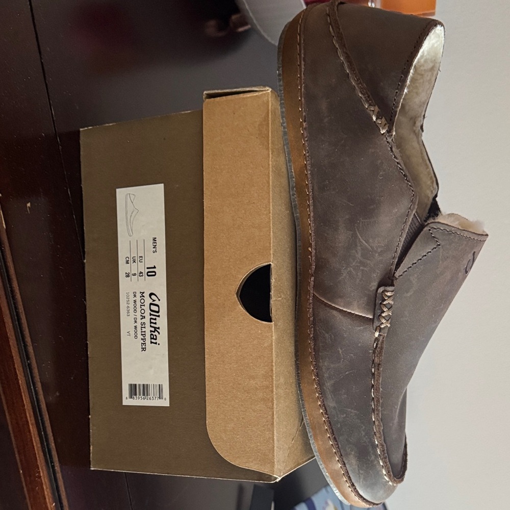 OluKai Men's Dark Brown Leather Loafers